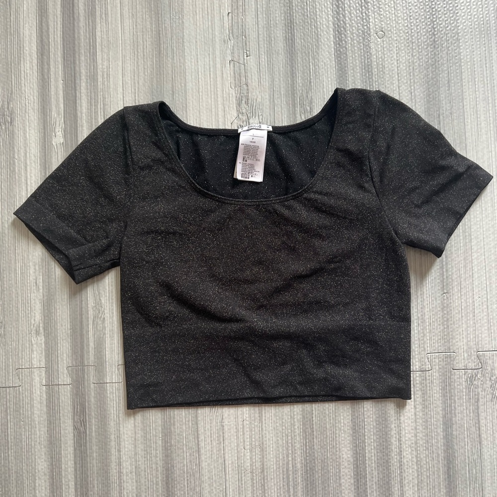 Wolford Black Glitter Shaping Crop Top S